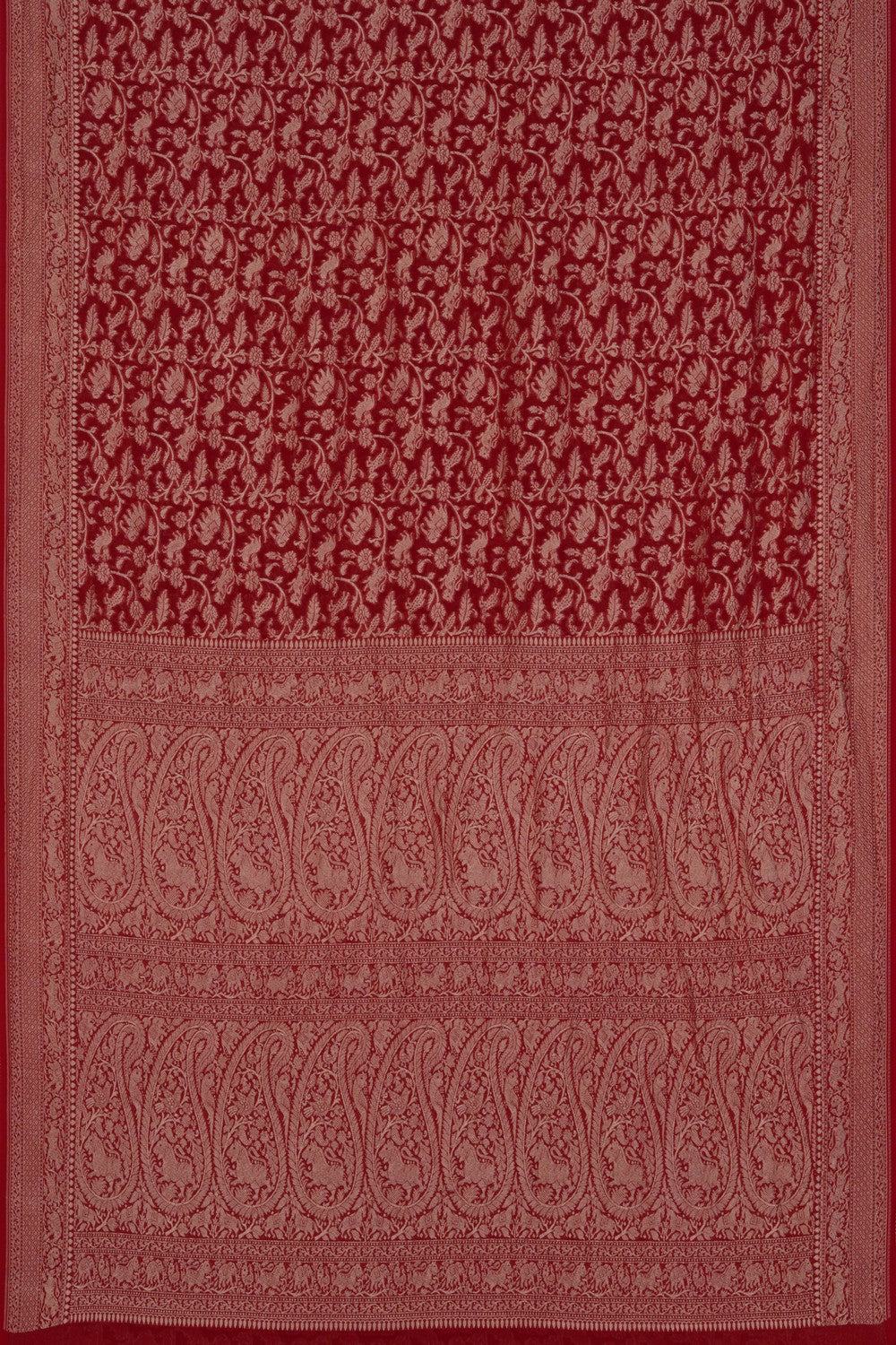 Image of Banarasi Chiffon Red Saree